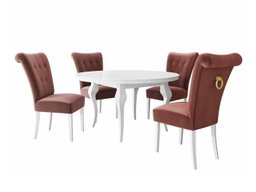 Salle à manger complète Racine 143 (Blanc + Magic Velvet 2258)