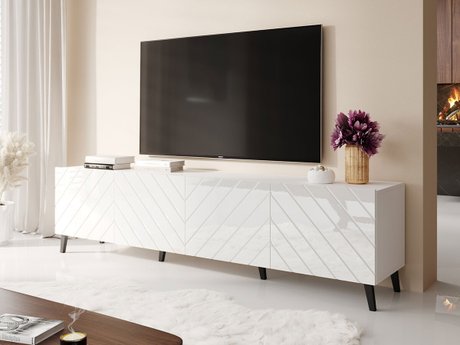 Meuble TV Charlotte 145 (Blanc + Blanc brillant)