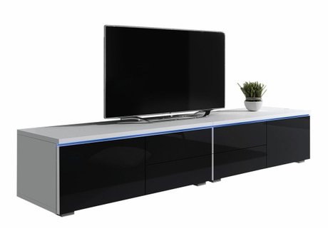 Meuble TV Hortus (Blanc + Noir brillant)