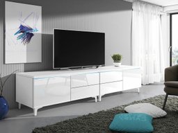 Meuble TV Hortus I (Blanc + Blanc brillant)