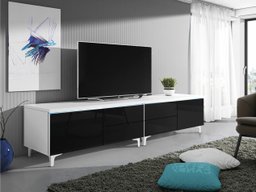 Meuble TV Hortus I (Blanc + Noir brillant)