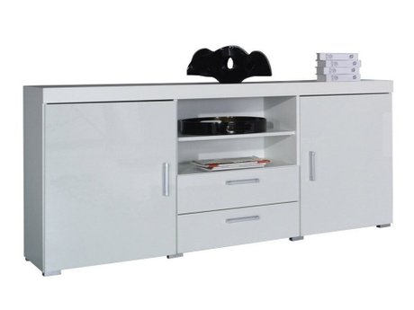 Commode Odebeli 105 (Blanc + Blanc brillant)