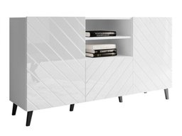 Commode Charlotte 143 (Blanc + Blanc brillant)