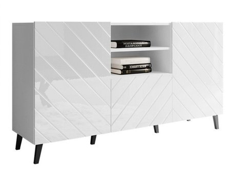 Commode Charlotte 143 (Blanc + Blanc brillant)