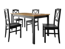 Salle à manger complète Victorville 280 (Noir + Grandson chêne)