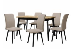 Salle à manger complète Victorville 292 (Chêne Artisan + Noir)