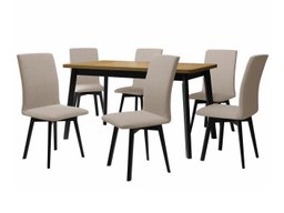 Salle à manger complète Victorville 292 (Sonoma chêne + Noir)