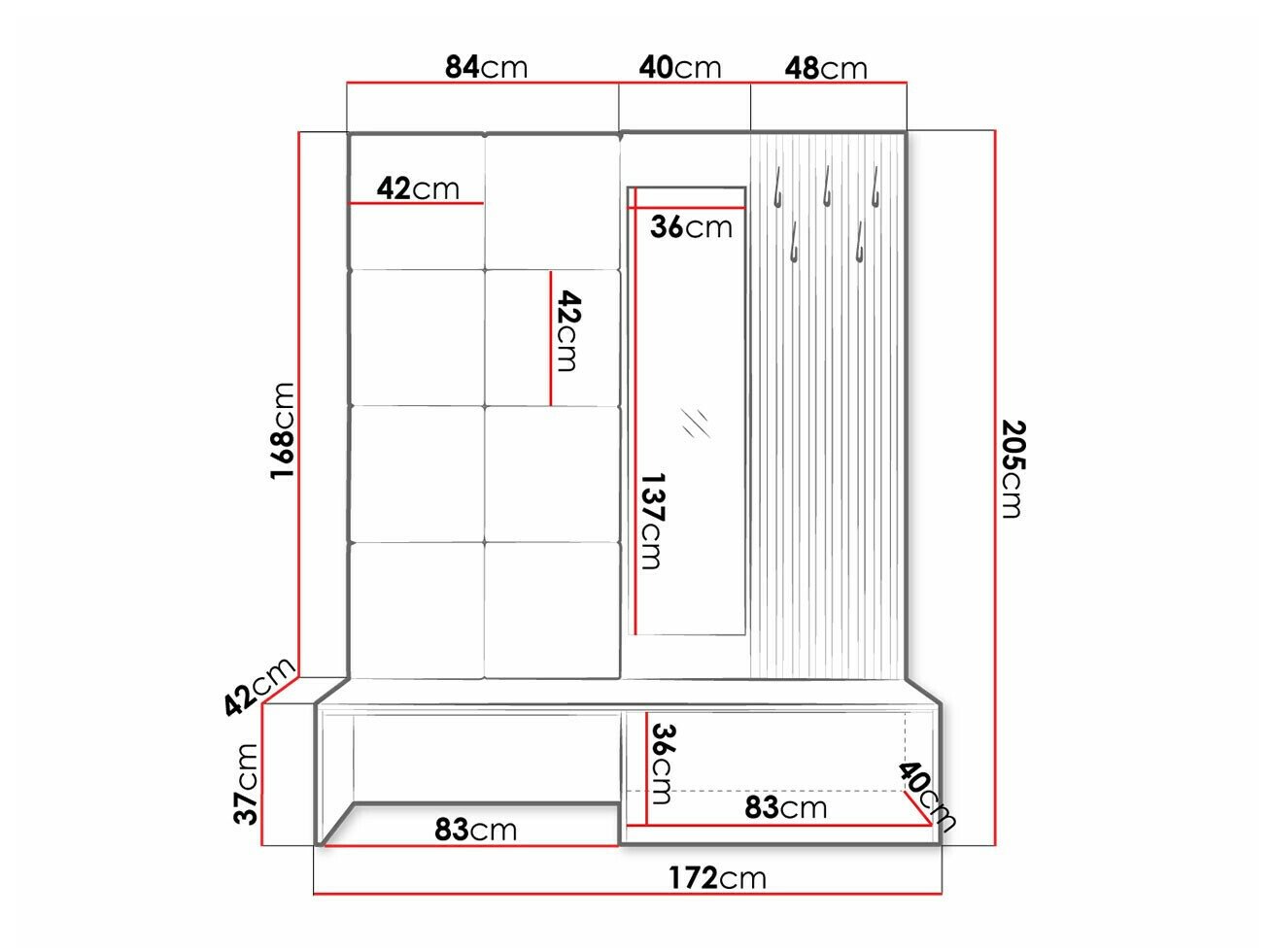 Meuble d'entrée Fabor (Chêne Artisan + Manila 11)