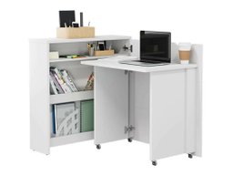 Bureau d'angle Concept Pro Lenart II (Blanc + Blanc brillant)
