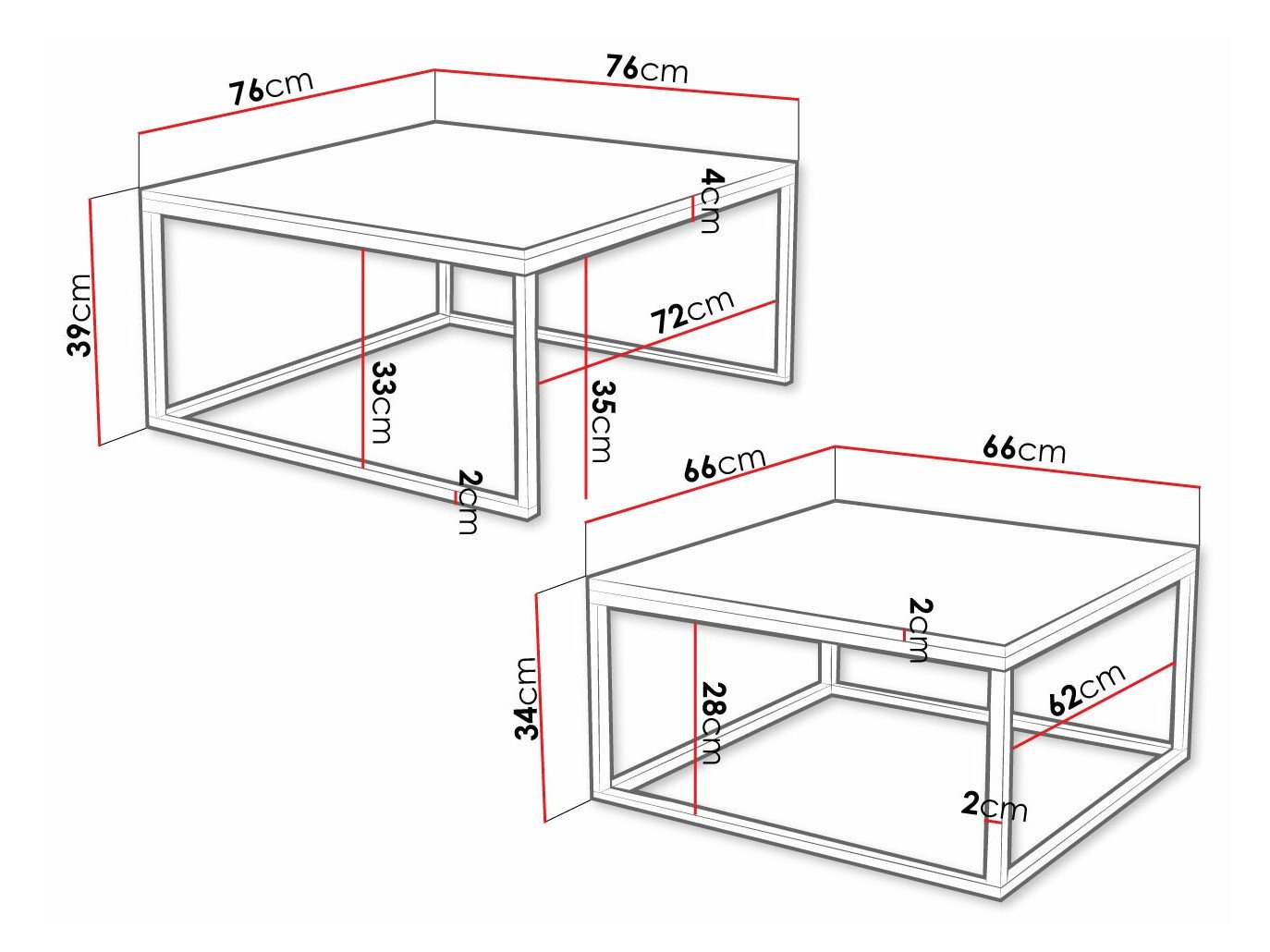 Ensemble tables basses Oswego 101 (Craft chêne + Noir)