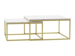 Ensemble tables basses Oswego 102 (Marbre blanc + Doré)