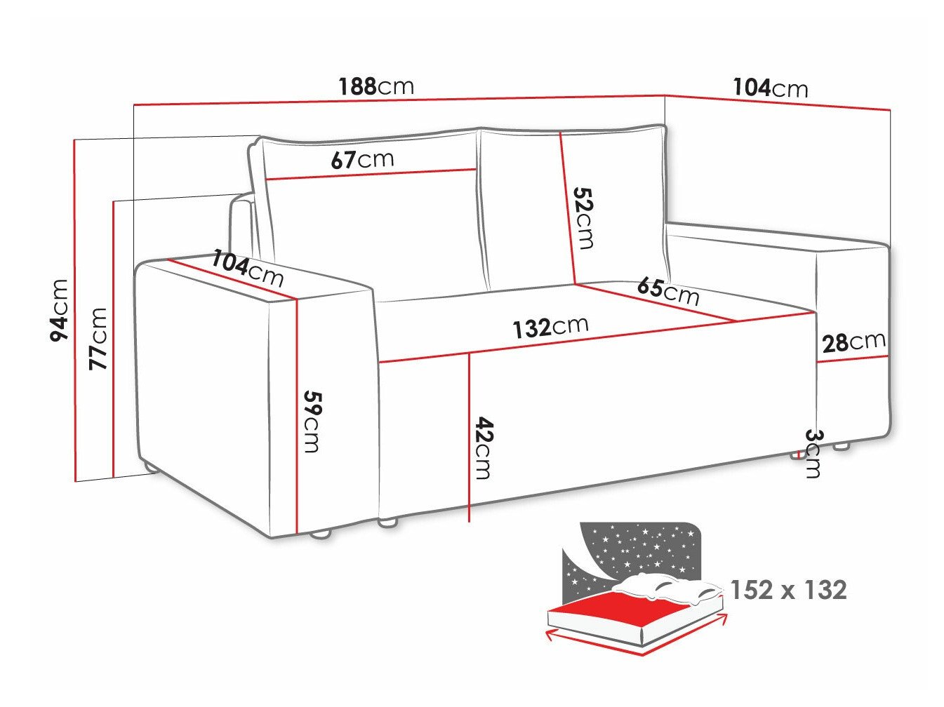 Canapé convertible Clovis 107 (Manila 18)