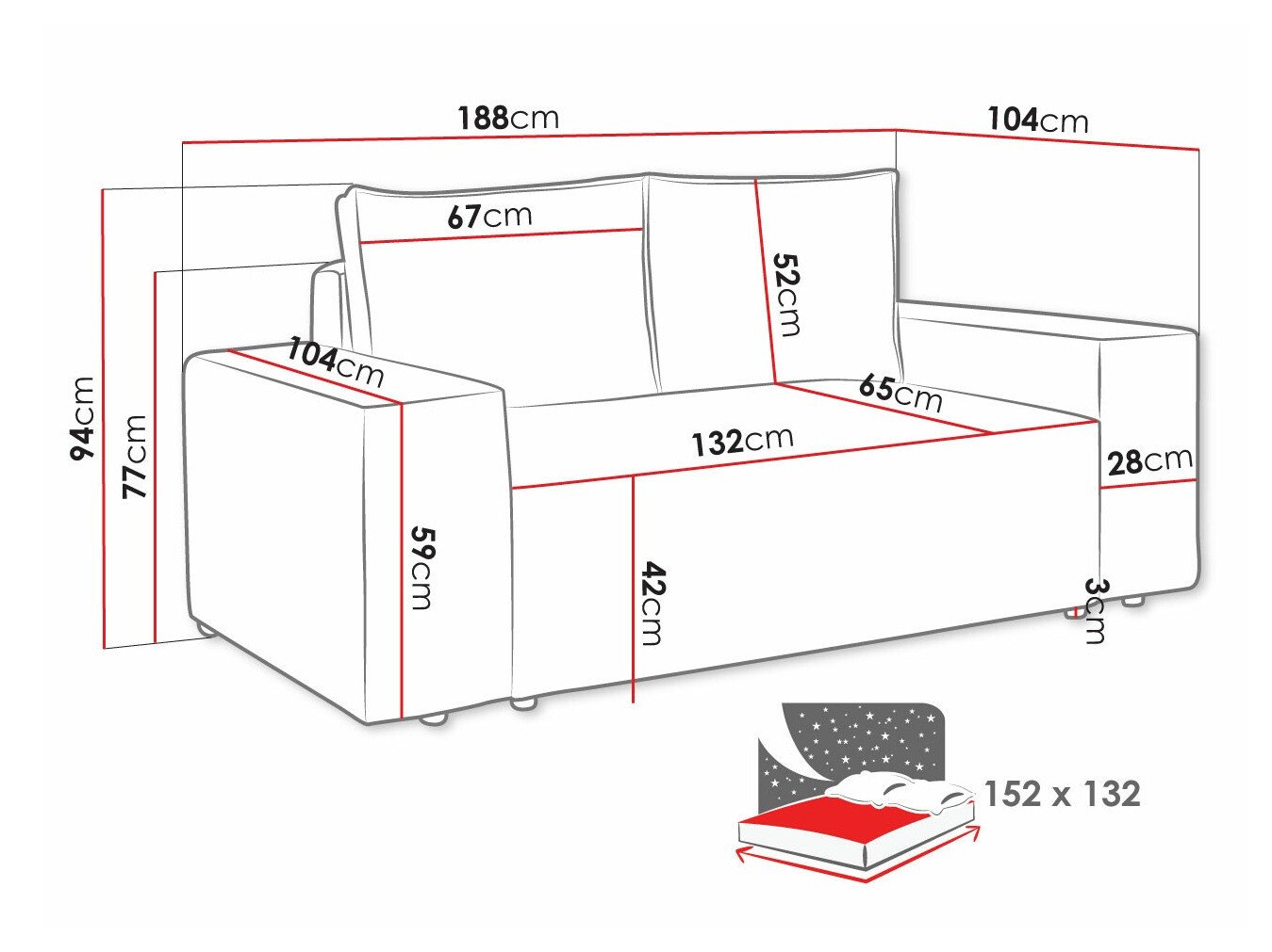 Canapé convertible Clovis 107 (Poso 01)