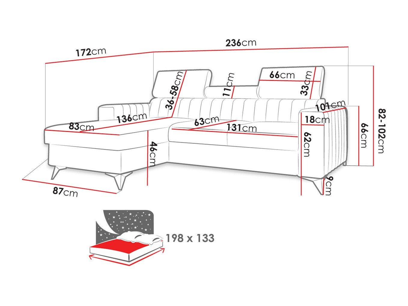 Canapé d'angle Columbus 191 (Poso 14)