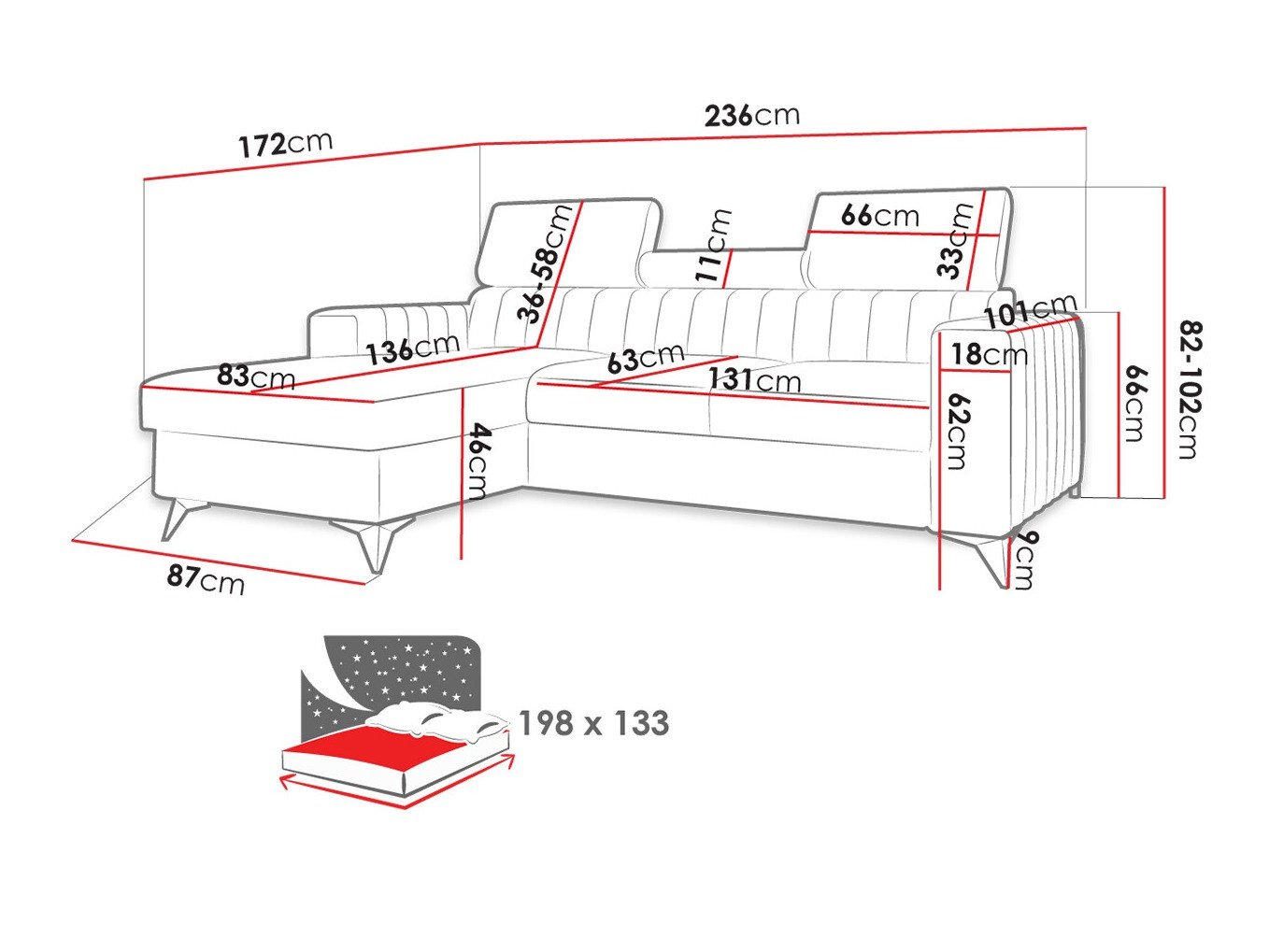 Canapé d'angle Columbus 191 (Poso 22)