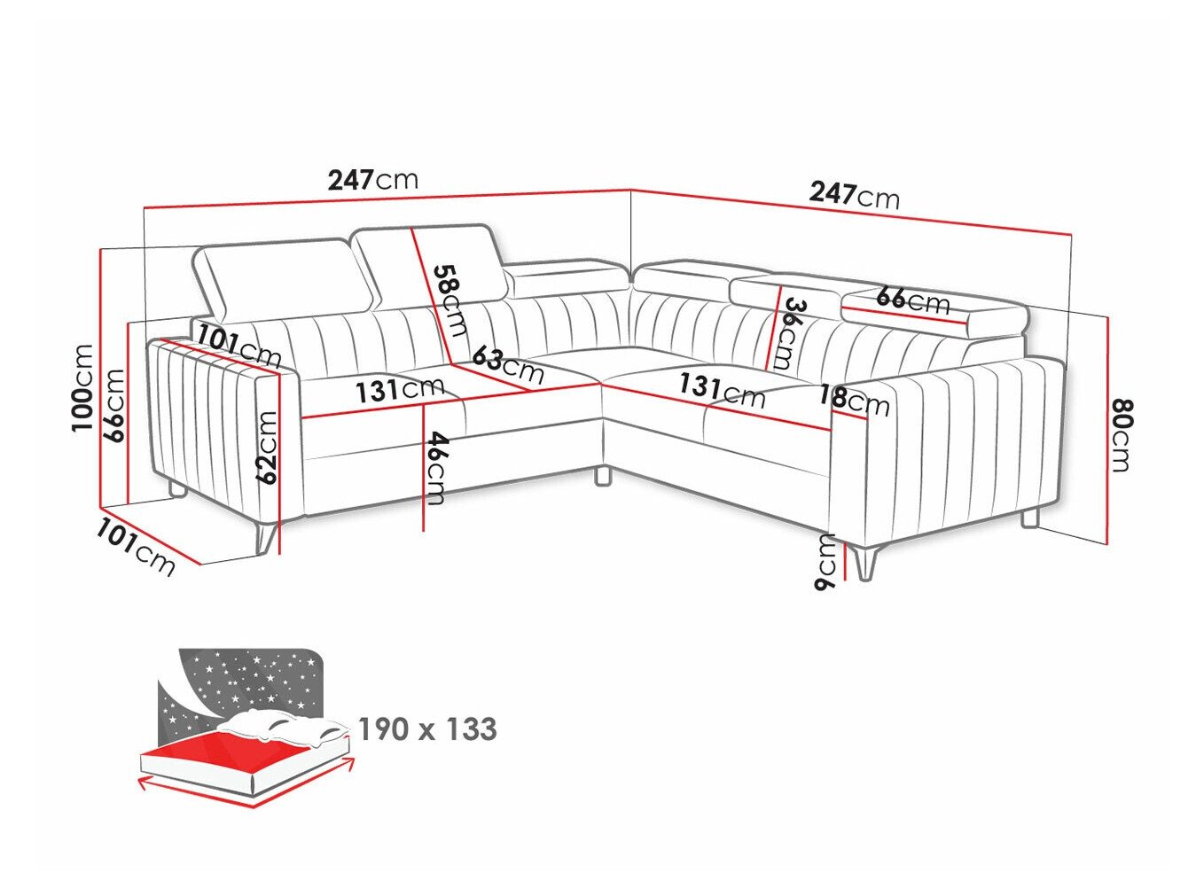 Canapé d'angle Columbus 201 (Velluto 10)