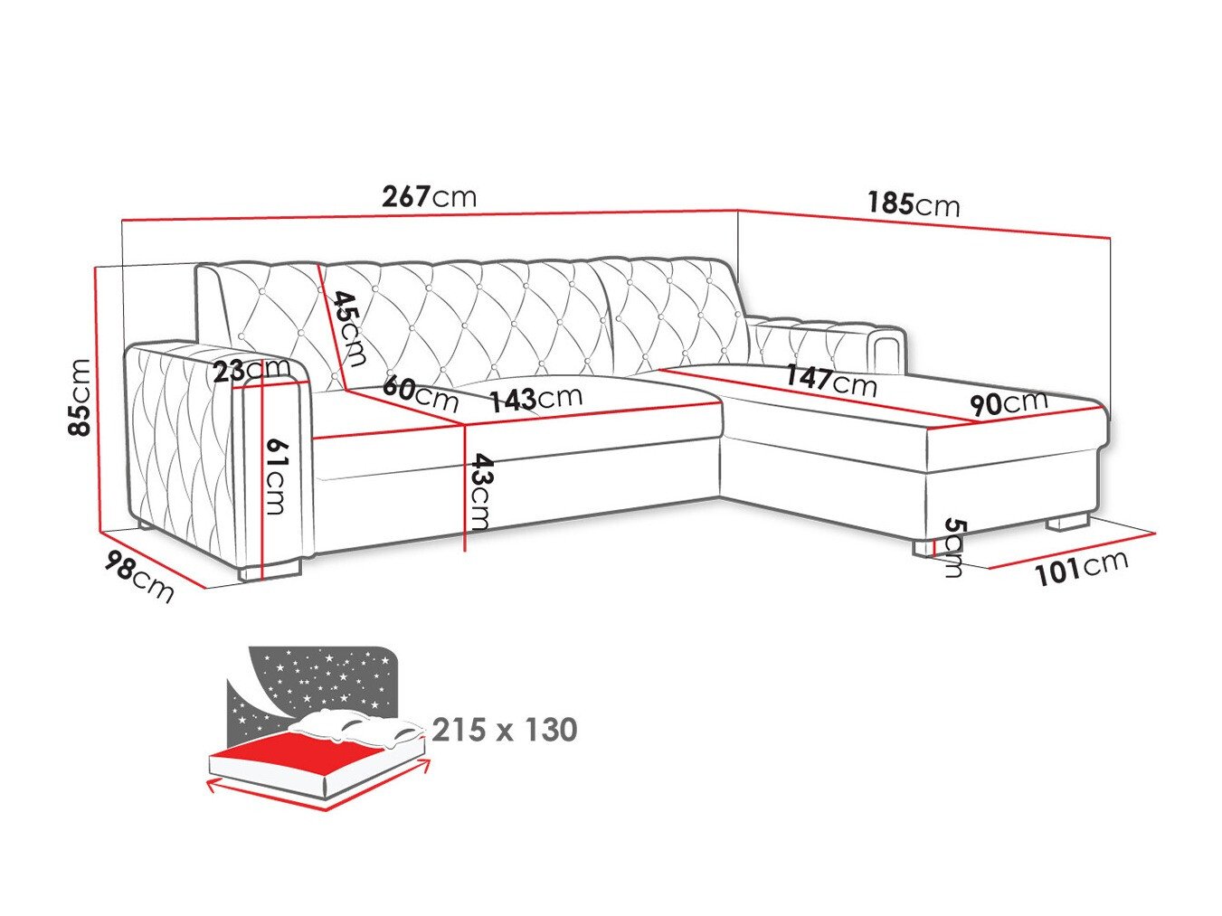 Canapé d'angle Columbus 203 (Kronos 09)