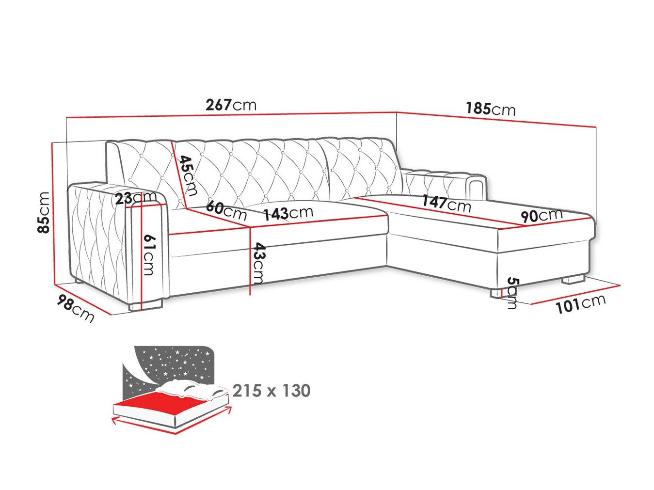 Canapé d'angle Columbus 203 (Kronos 19)