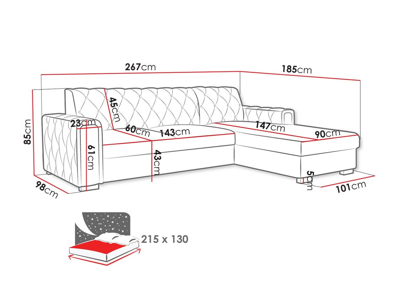 Canapé d'angle Columbus 203 (Kronos 19)
