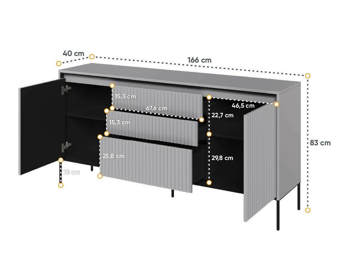 Commode Fernolu 100 (Gris + Noir)