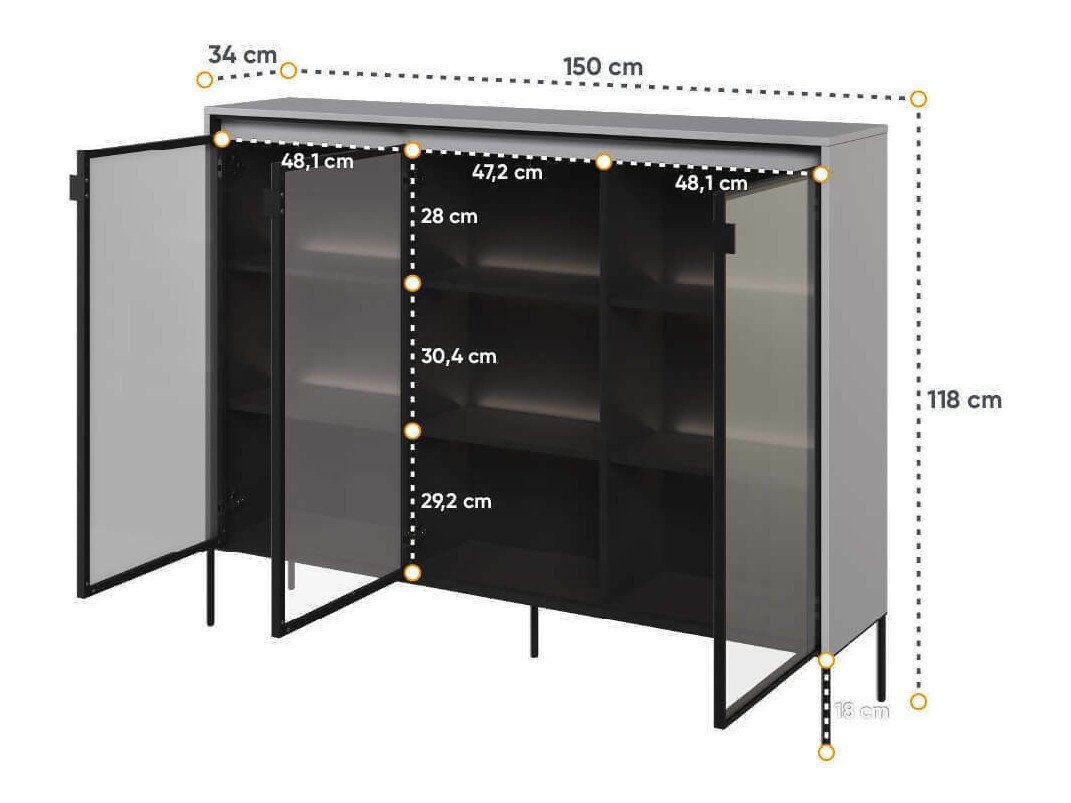 Buffet Fernolu 108 (Gris + Noir)