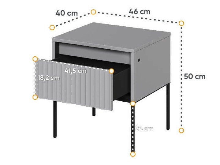 Table de chevet Fernolu 111 (Gris + Noir)