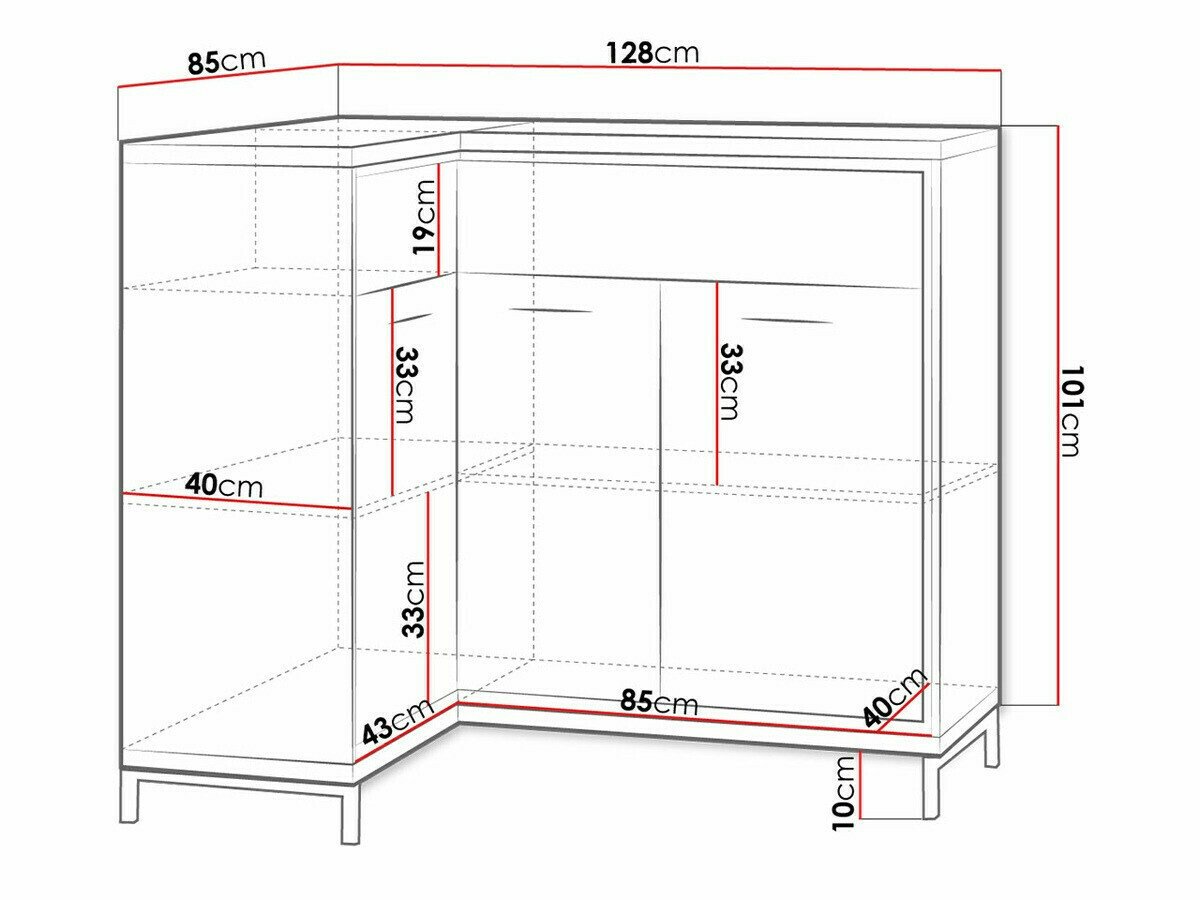 Commode d'angle Etrmoni 106 (Clair bois + Chêne)