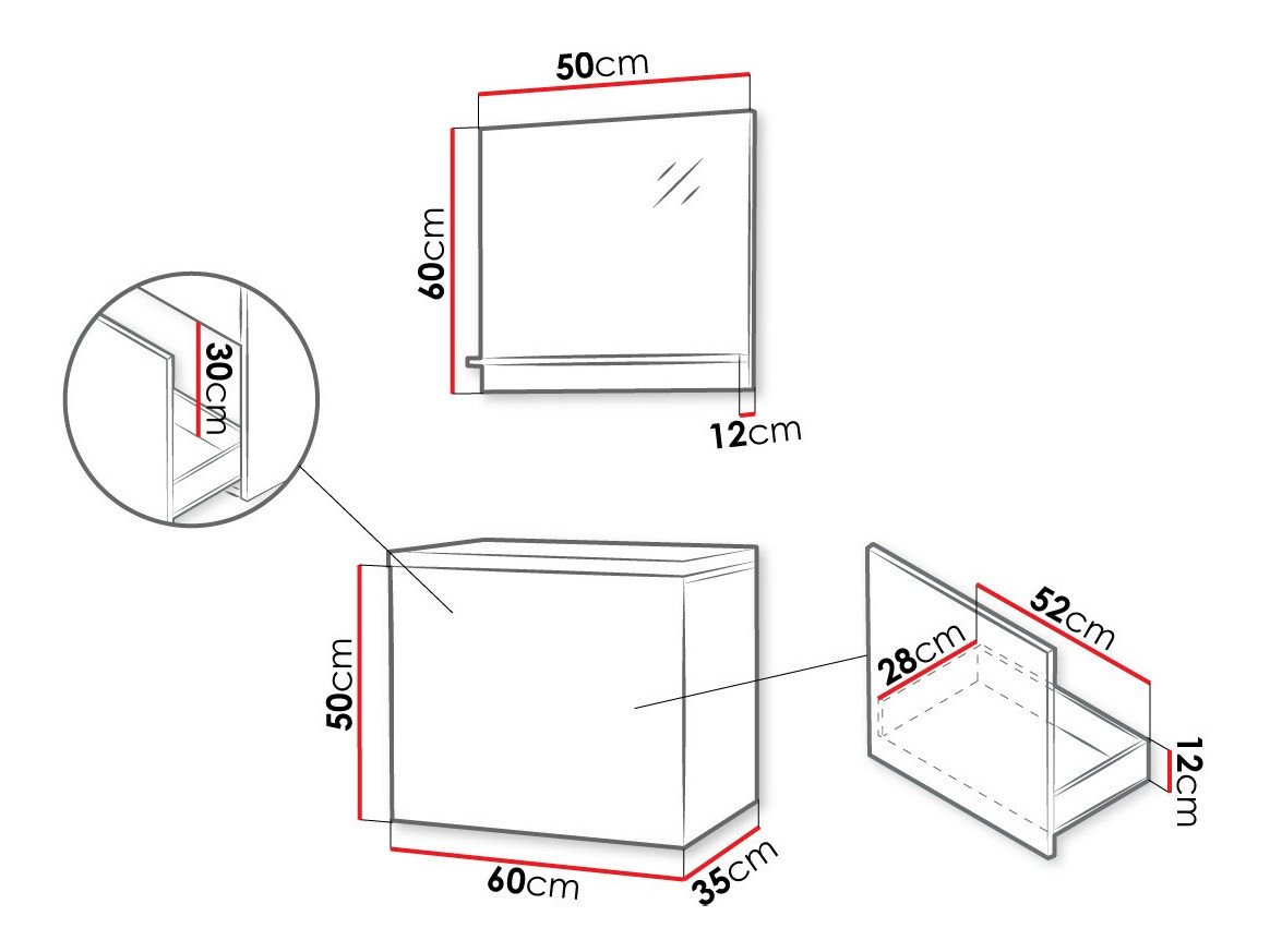Ensemble de salle de bain Comfivo Livciro 100 (Blanc)