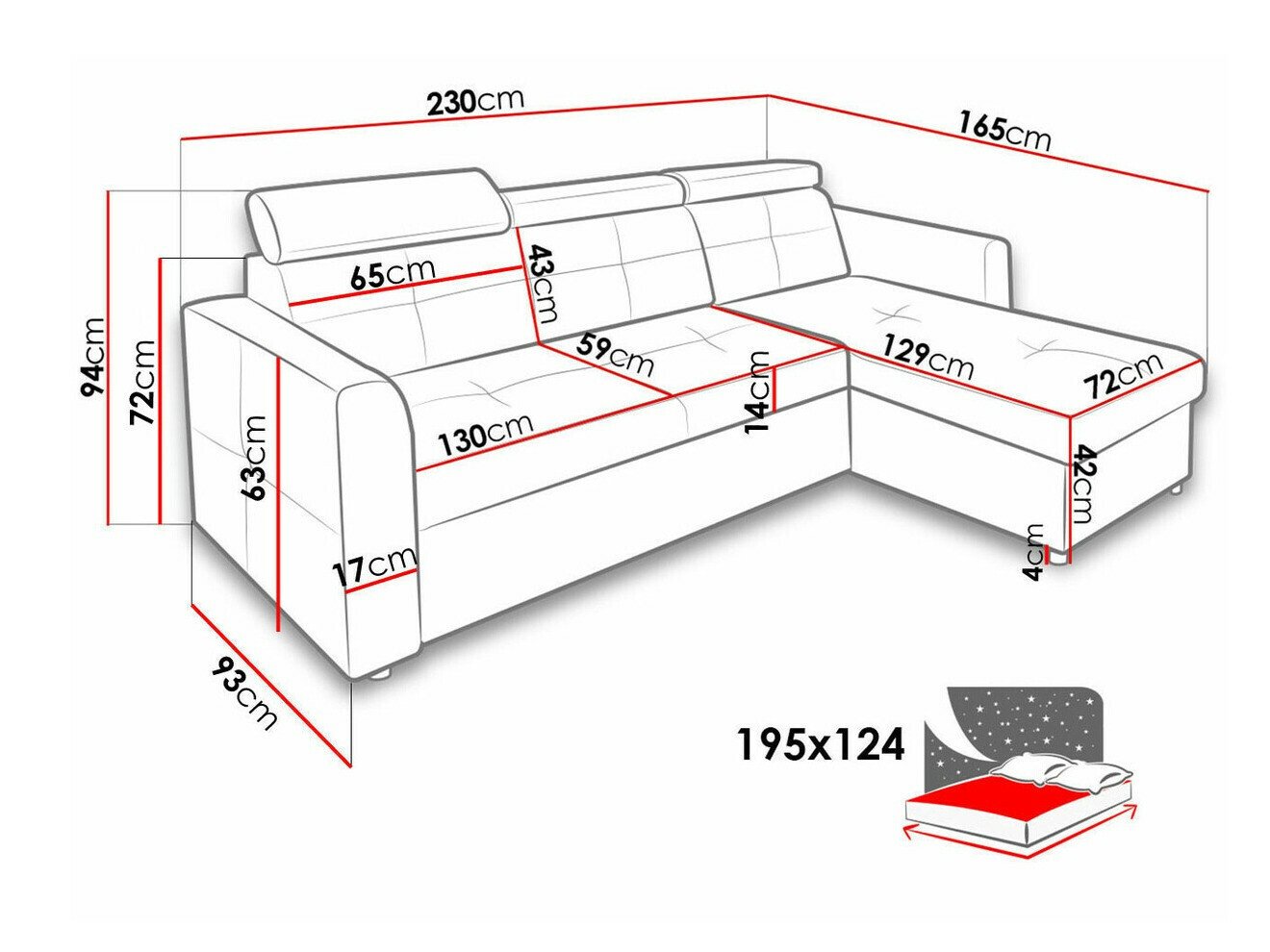 Canapé d'angle Temple 124