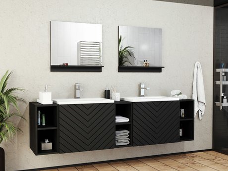Ensemble de salle de bain Comfivo Livciro 104 (Noir + Graphite)