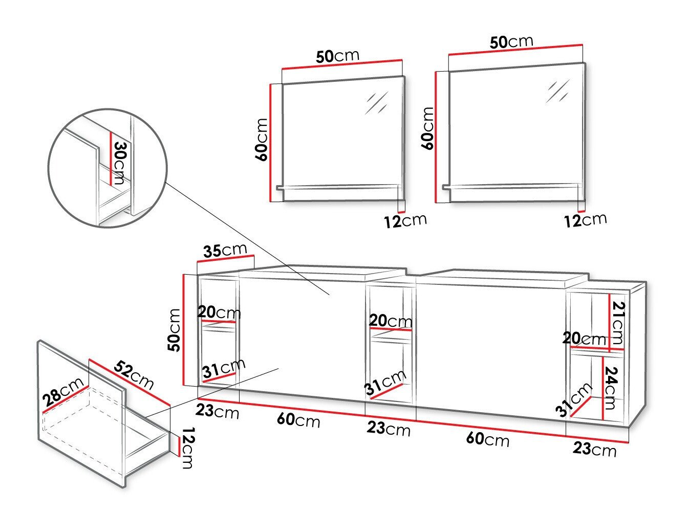 Ensemble de salle de bain Comfivo Livciro 104 (Noir + Graphite)