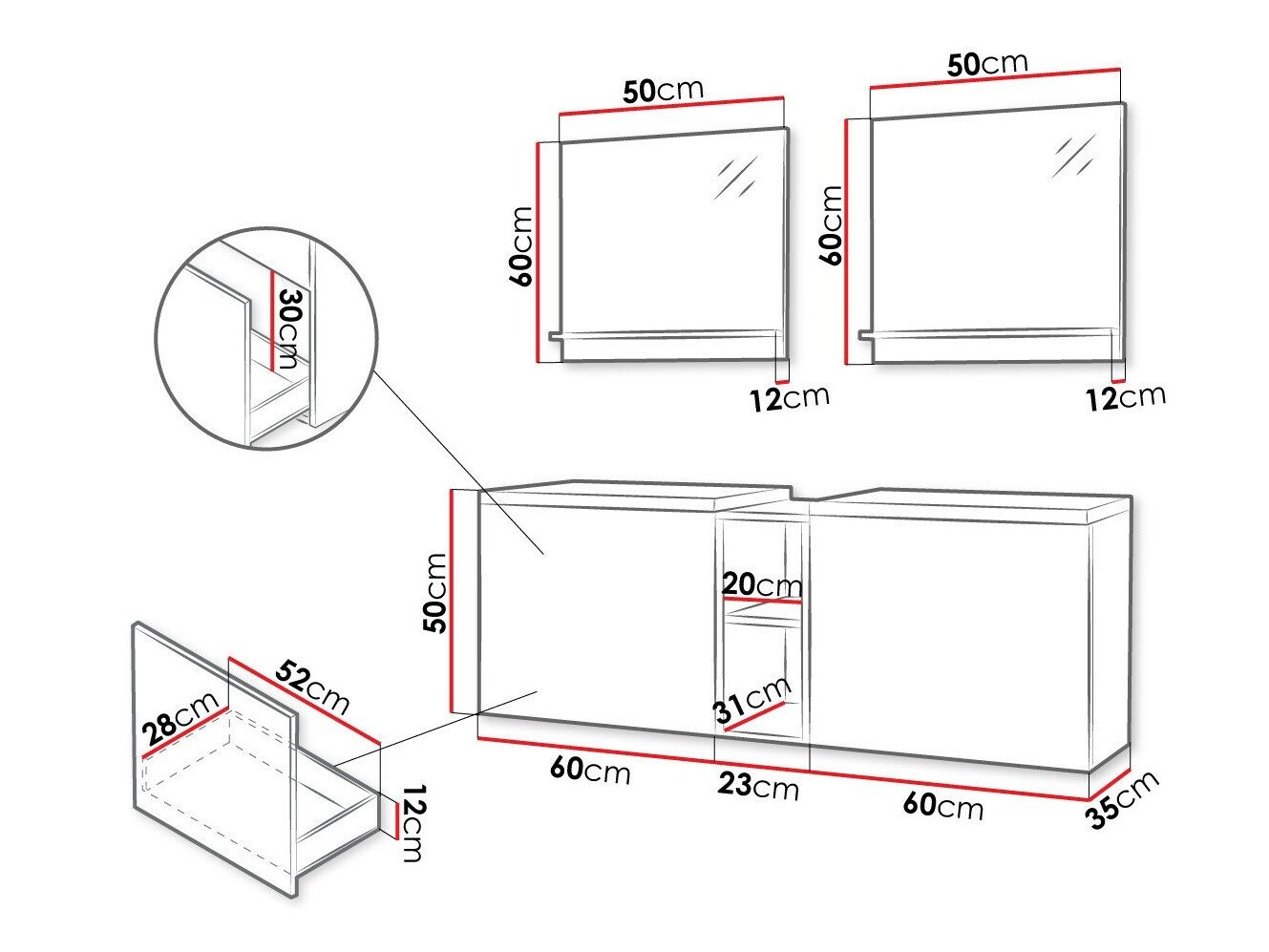 Ensemble de salle de bain Comfivo Livciro 105 (Blanc)