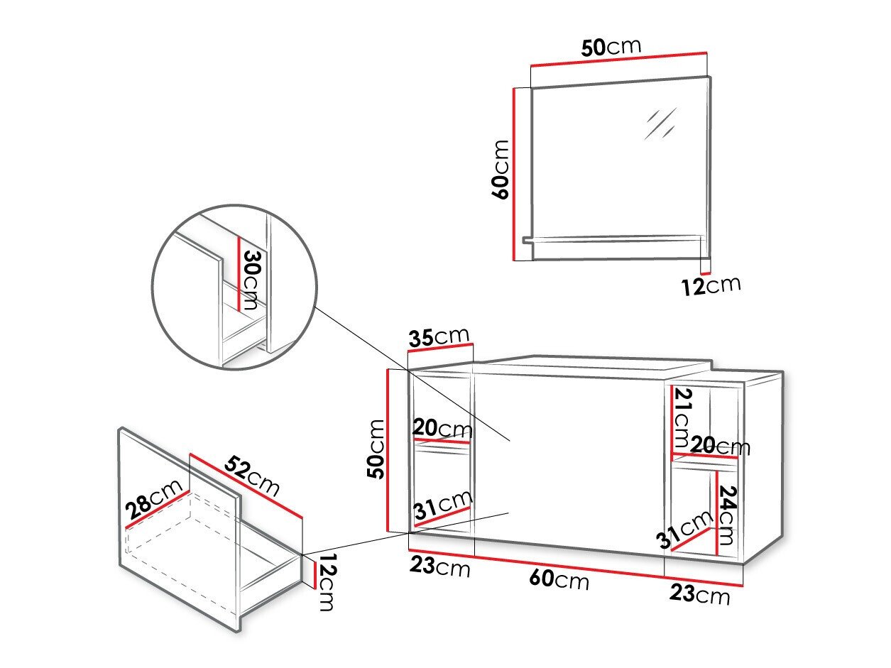 Ensemble de salle de bain Comfivo Livciro 108 (Noir + Graphite)