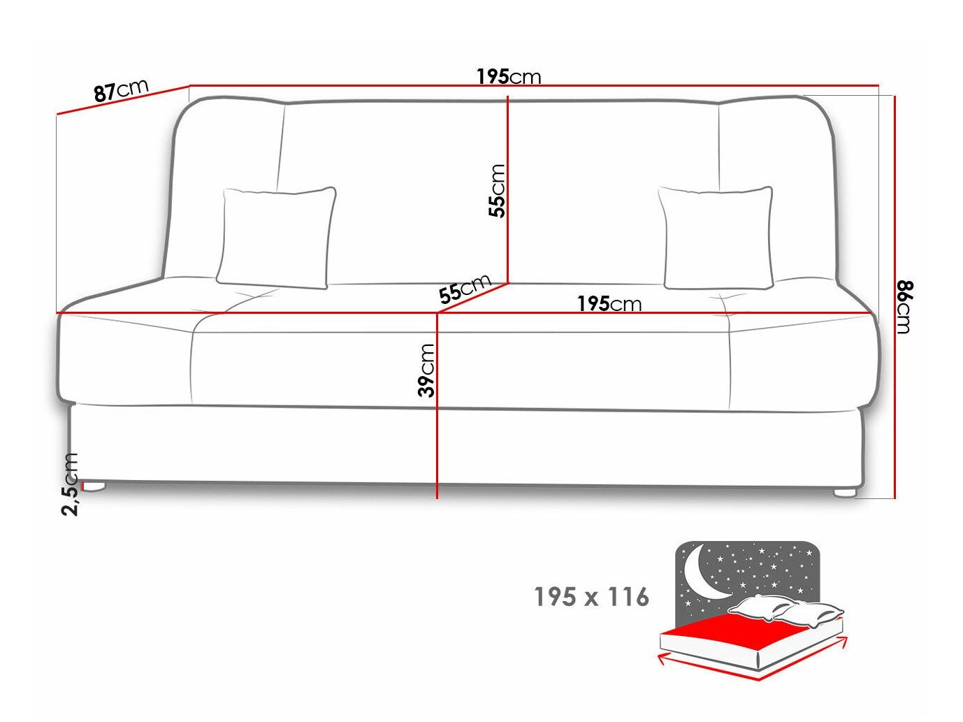 Canapé convertible Comfivo Cera III (Poso 110)