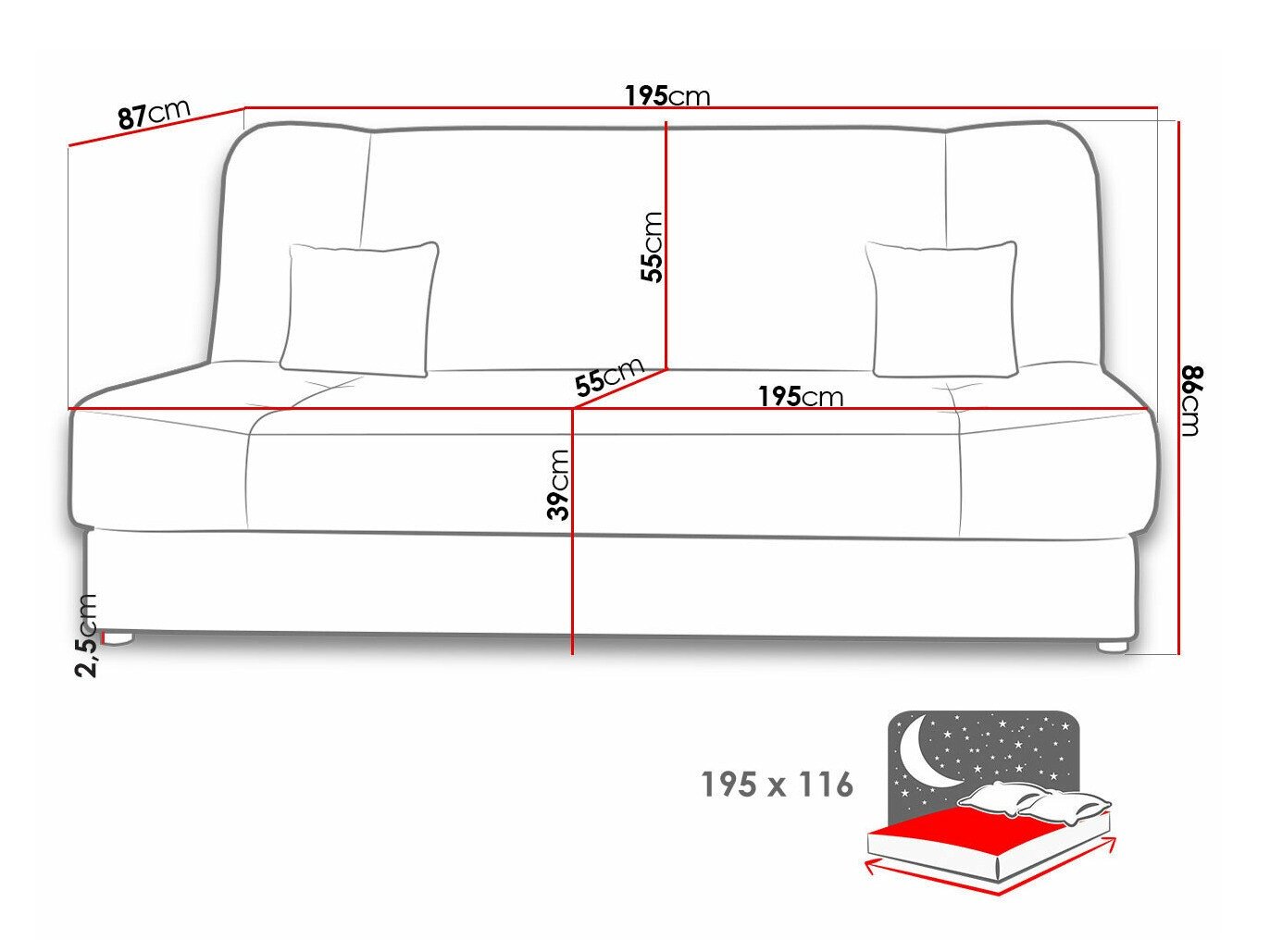 Canapé convertible Comfivo Cera III (Poso 135)