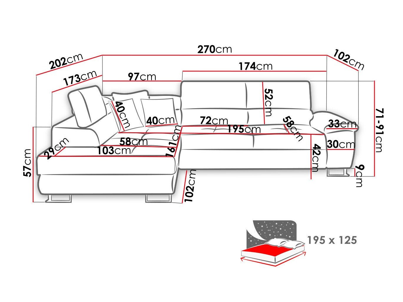 Canapé d'angle Comfivo Ruta I (Poso 100)