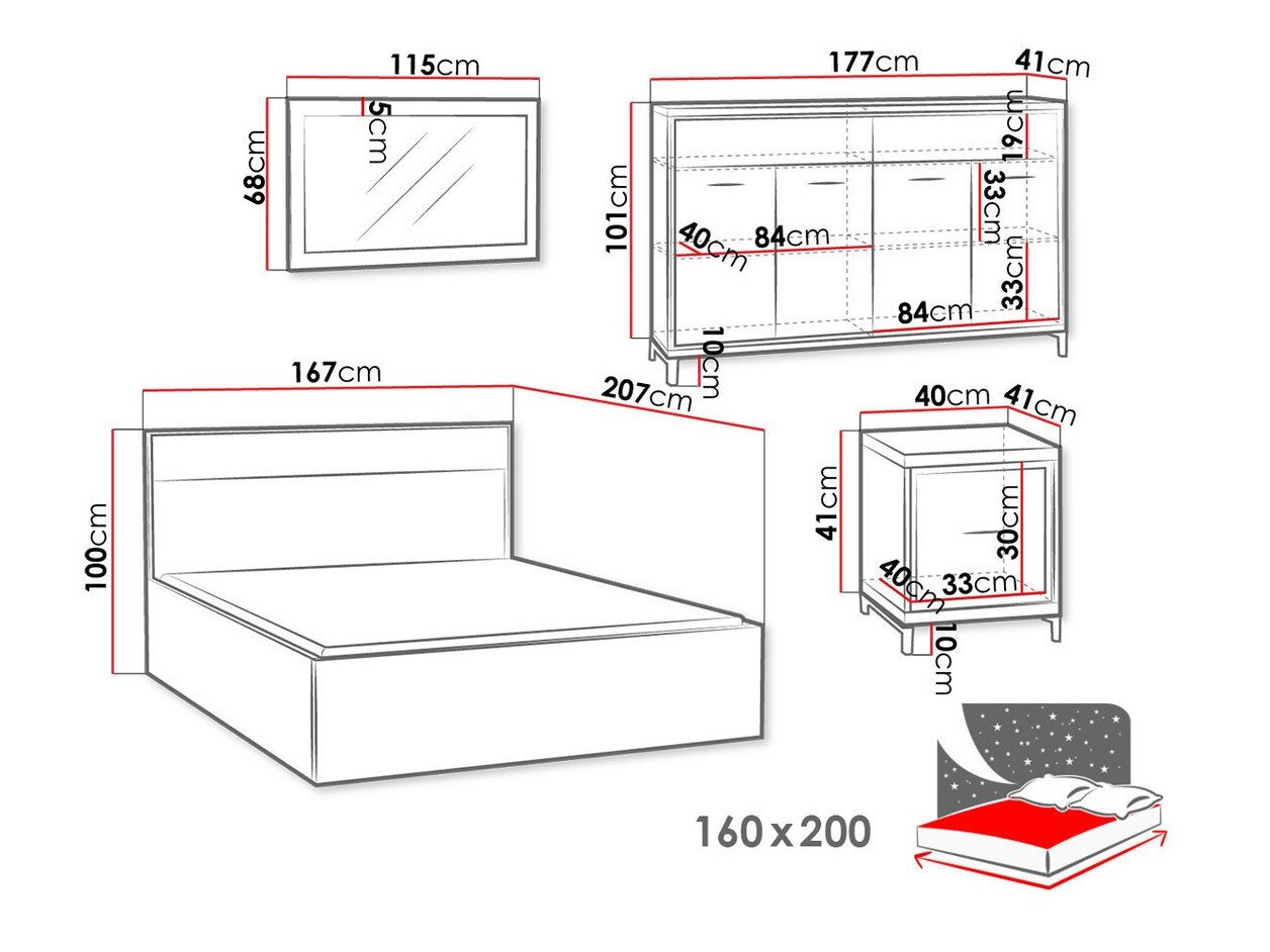 Ensemble de chambre Etrmoni 122 (Clair bois)