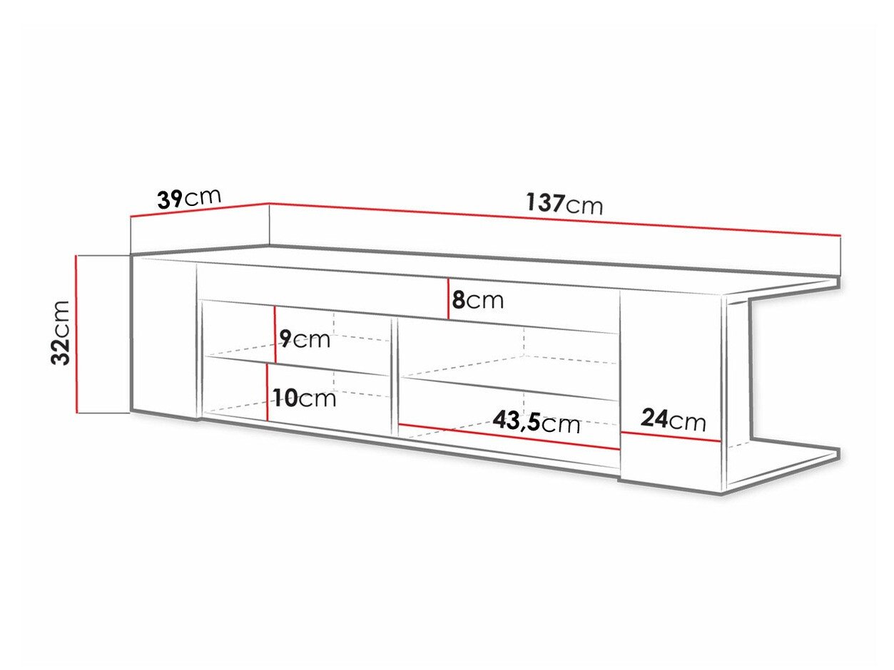 Meuble TV Nashville 113 (Blanc + Blanc brillant)