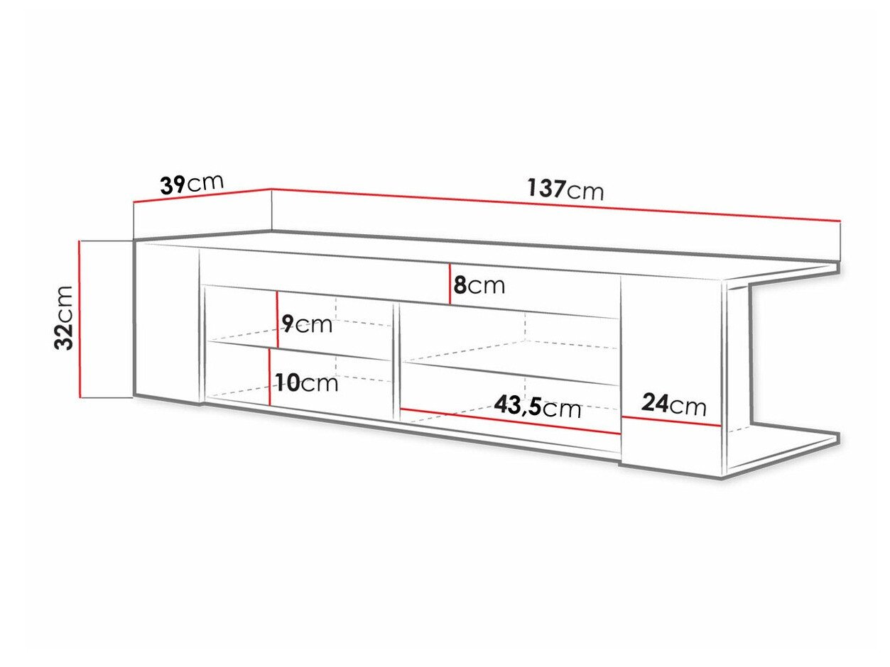 Meuble TV Ver (Noir + Noir brillant)