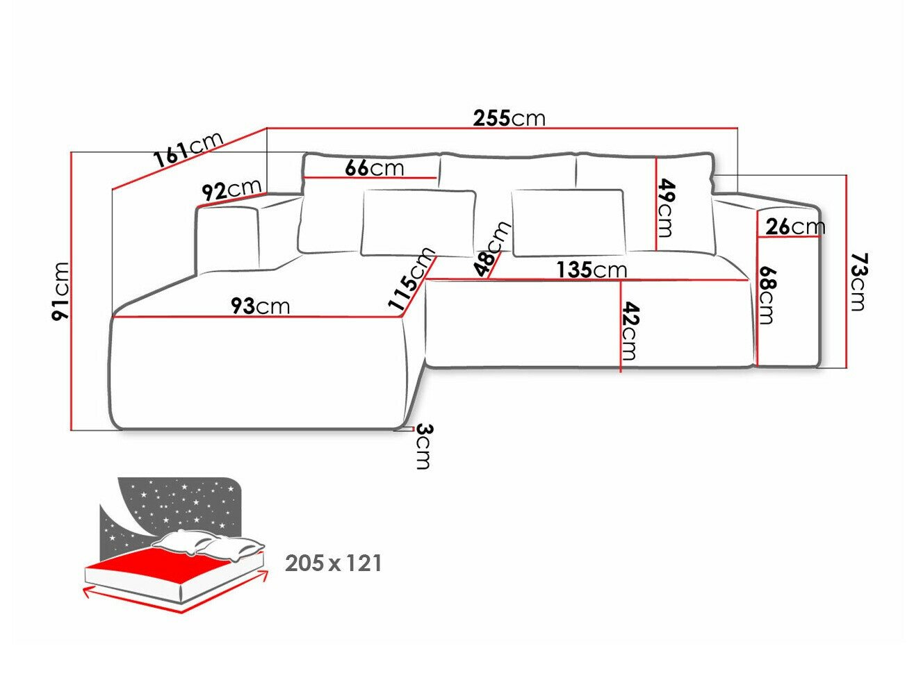 Canapé d'angle Arvada 116 (Poso 01)