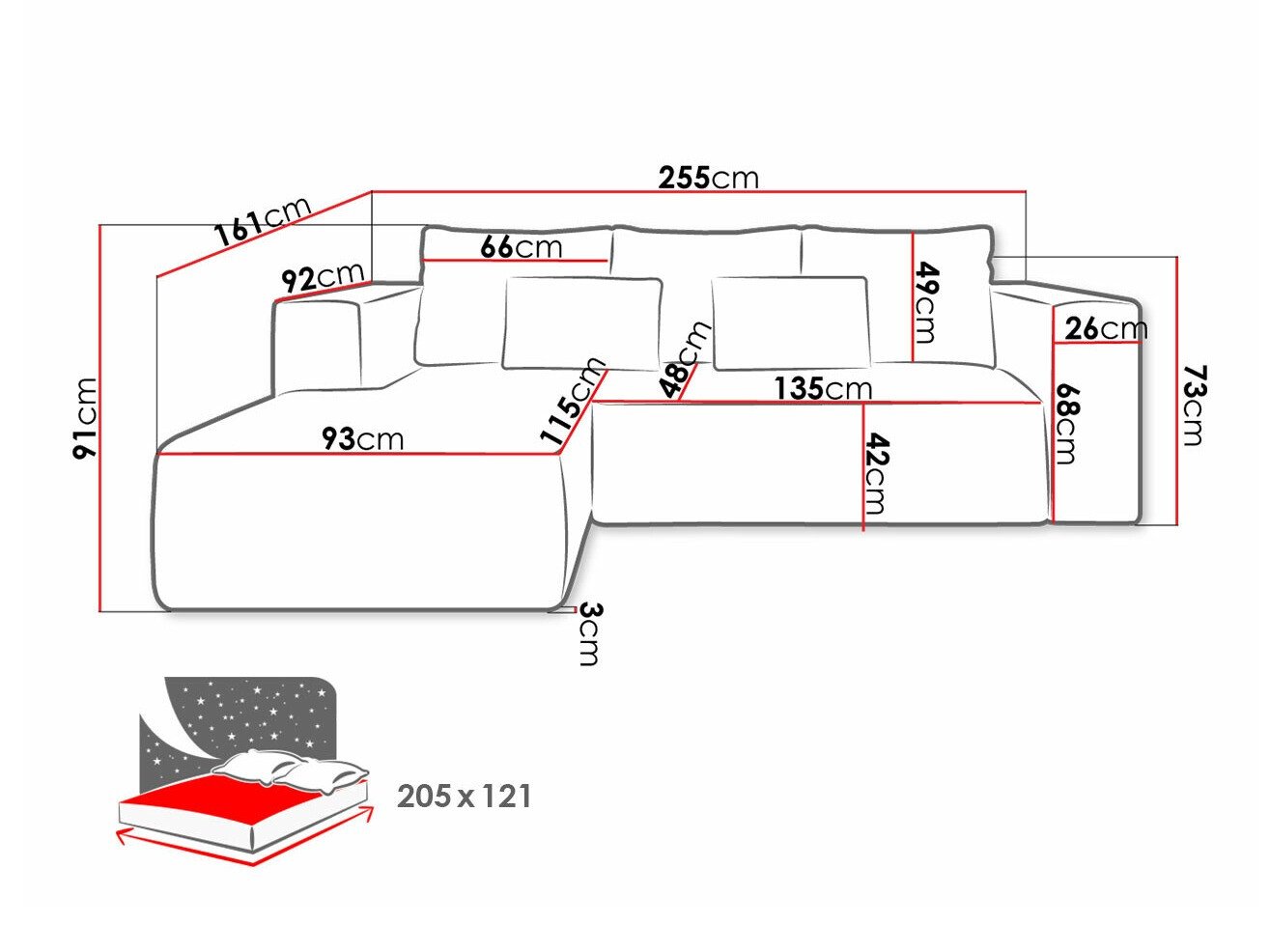Canapé d'angle Arvada 116 (Poso 02)