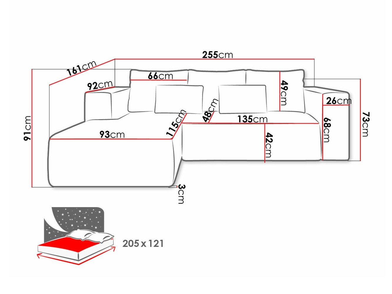 Canapé d'angle Arvada 116 (Poso 14)