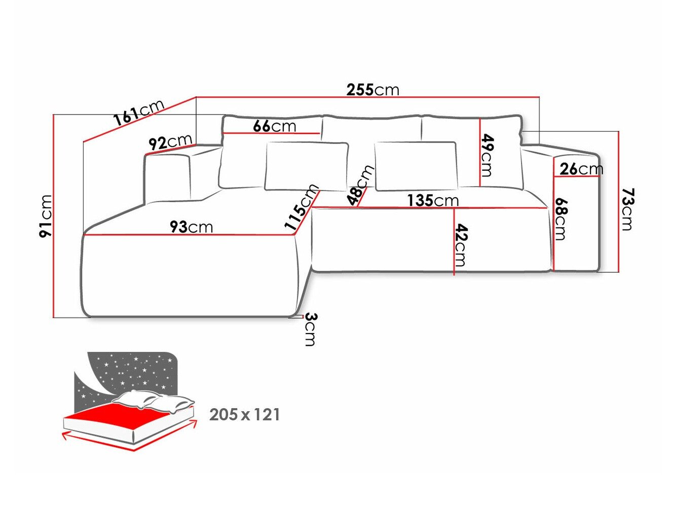Canapé d'angle Arvada 116 (Poso 27)