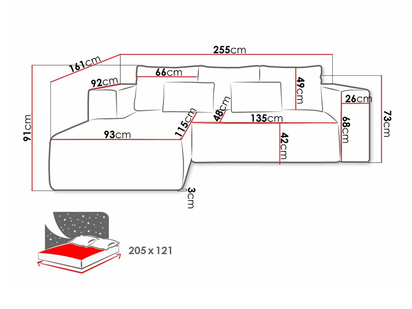 Canapé d'angle Arvada 116 (Poso 34)