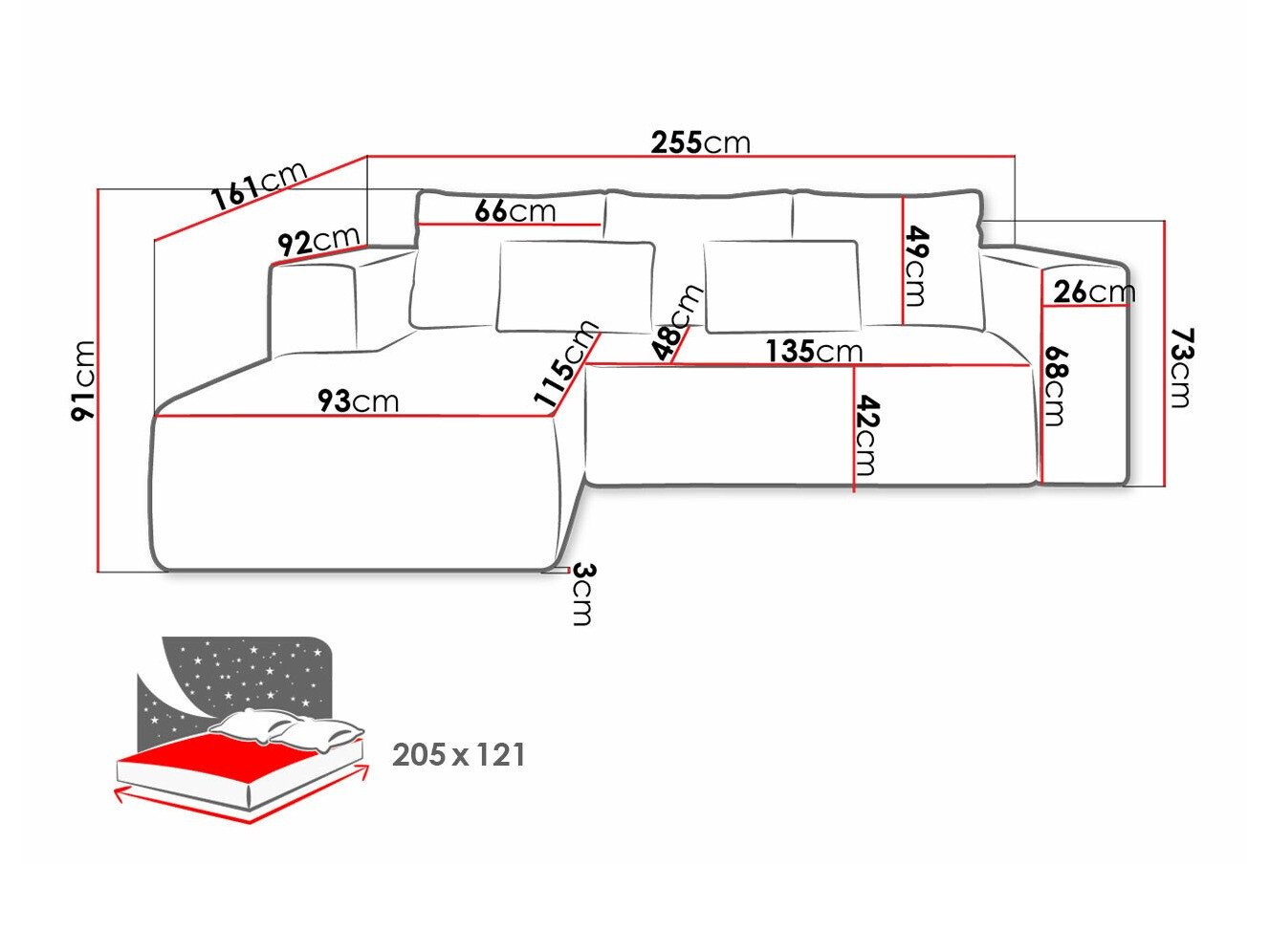Canapé d'angle Arvada 116 (Poso 34)
