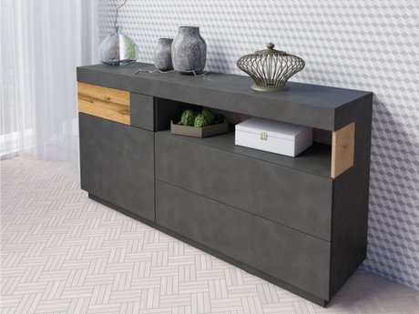Commode Livlore 107 (Matera gris + Chêne wotan)