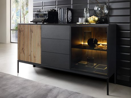 Commode Manal (Noir + Chêne wotan)