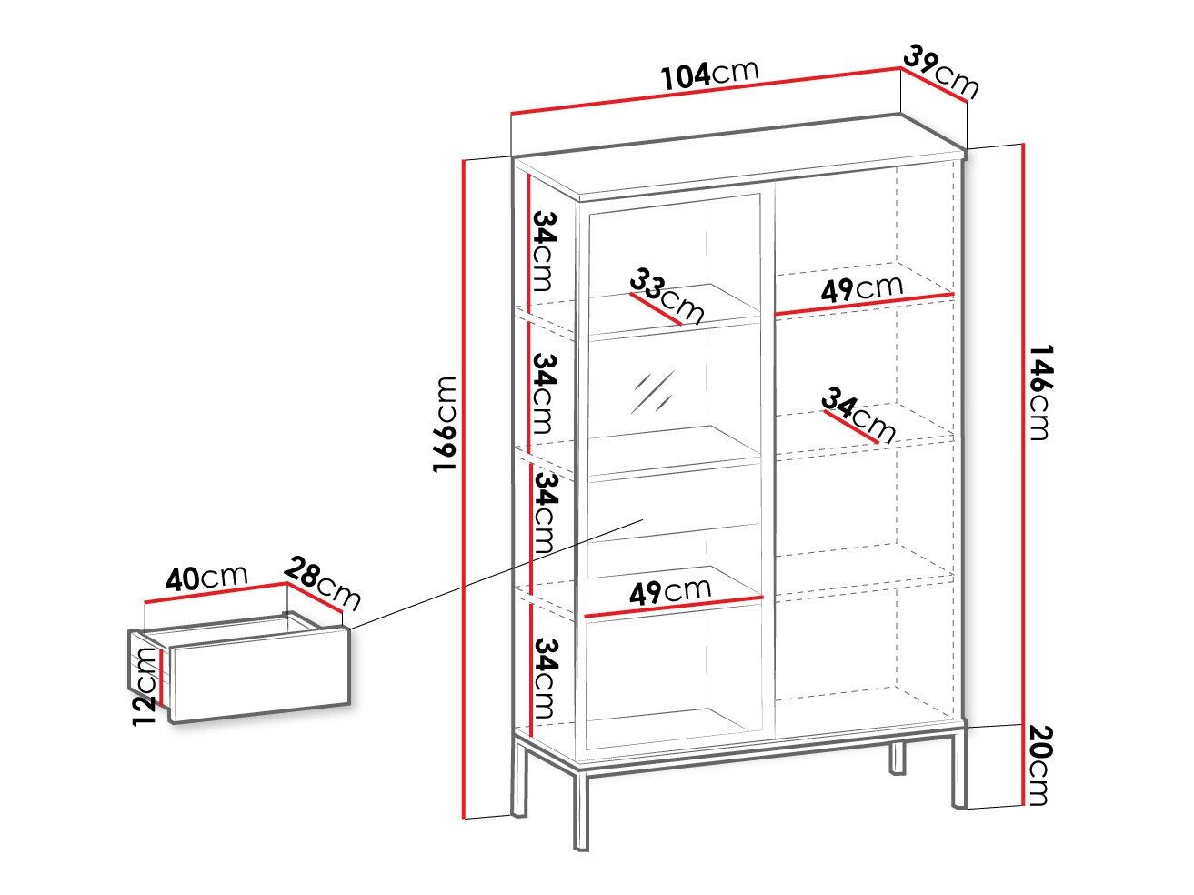 Étagère Manal (Noir + Chêne wotan)