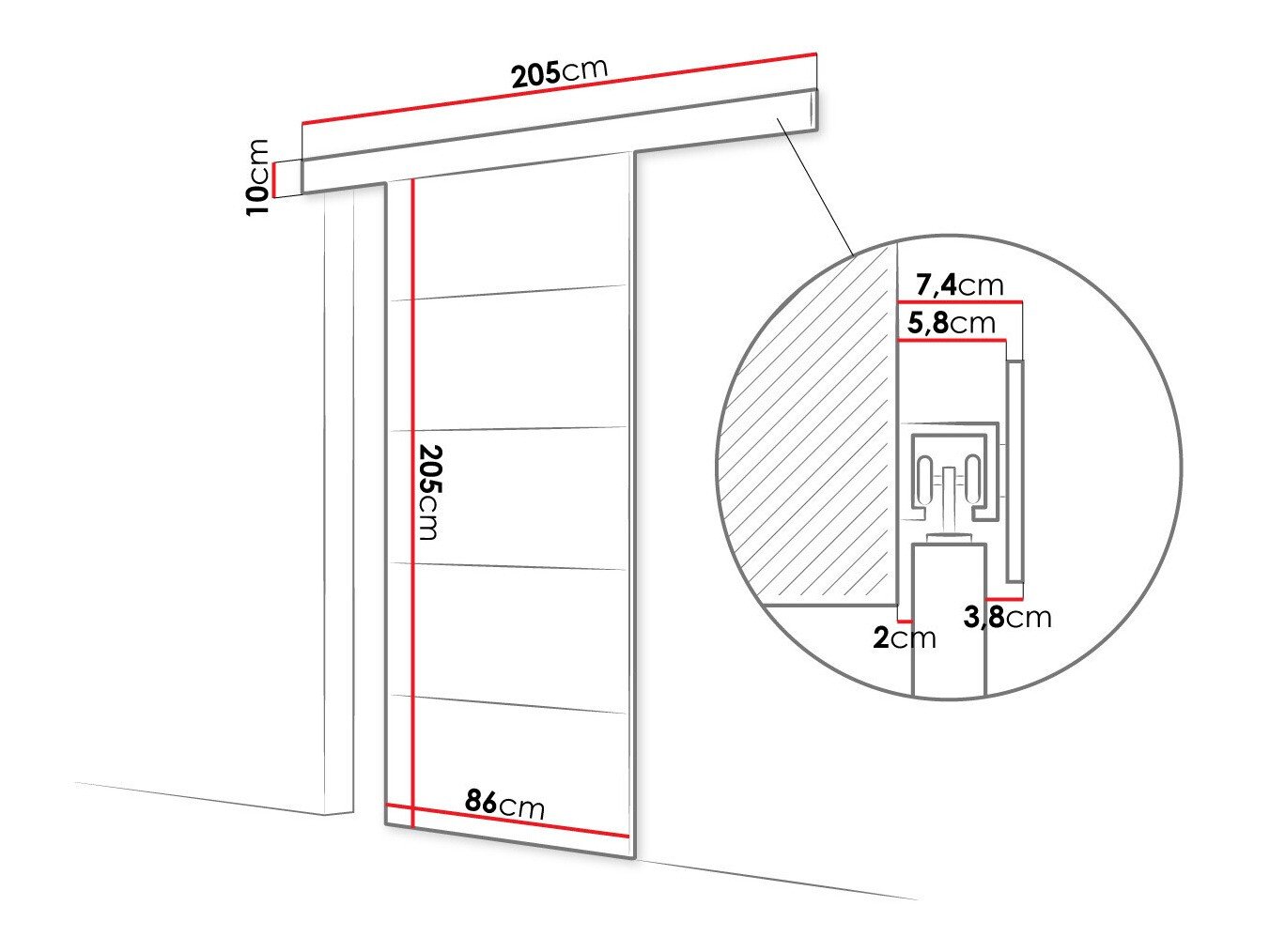 Porte coulissante Closico 170 (Blanc)