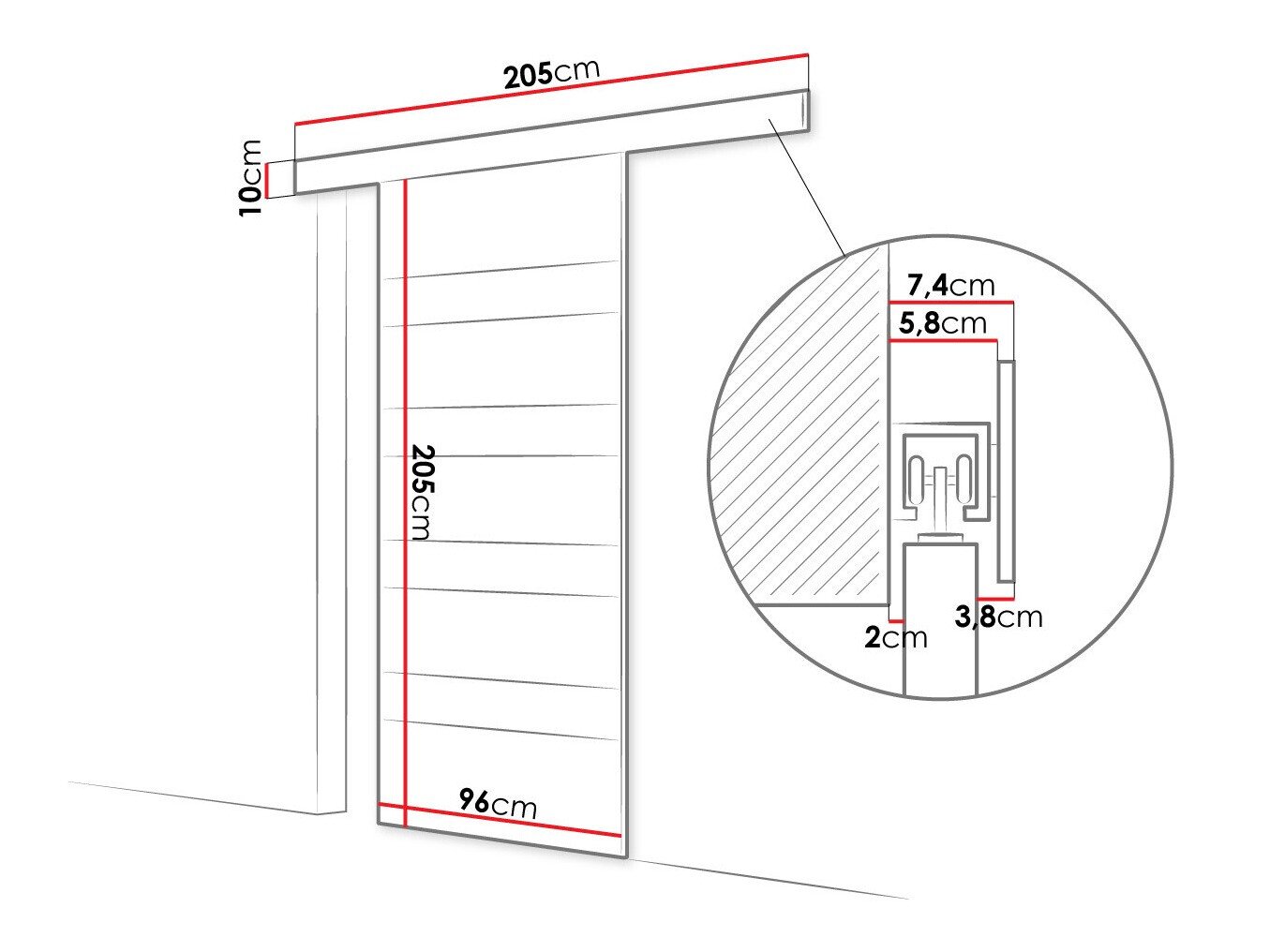 Porte coulissante Closico 174 (Marron + Blanc)